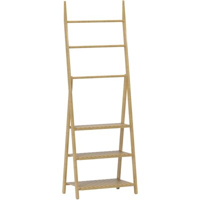 HOMCOM Badregal, Badezimmerregal mit 3 Ebenen, Aufbewahrungsregal aus Bambus, A-Form Standregal mit Handtuchhalter für Badezimmer, Wohnzimmer, Küche, 53,5 x 30 x 153 cm, Naturholz Aosom HOMCOM Badregal, Badezimmerregal mit 3 Ebenen, Aufbewahrungsregal aus Bambus, A-Form Standregal mit Handtuchhalter für Badezimmer, Wohnzimmer, Küche, 53,5 x 30 x 153 cm, Naturholz Aosom