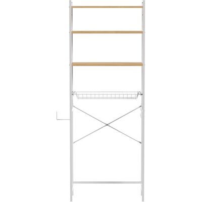 HOMCOM Regal über dem WC, 3 Ebenen, Badregal mit Papierrollenhalter, verstellbare Ablagen, herausziehbarer Korb und Haken, für Waschküche, Eiche Aosom HOMCOM Regal über dem WC, 3 Ebenen, Badregal mit Papierrollenhalter, verstellbare Ablagen, herausziehbarer Korb und Haken, für Waschküche, Eiche Aosom