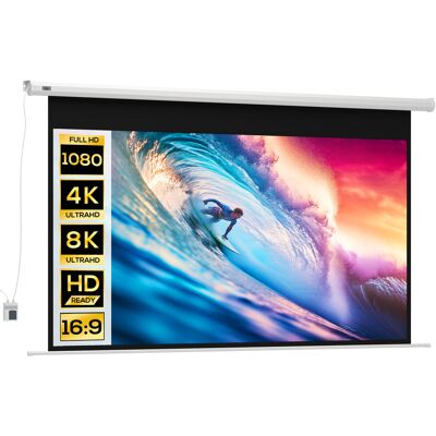 HOMCOM Beamer Leinwand 221 x 125 cm 100 Zoll 16:9 HD 4K Elektrische Projektionsleinwand Motor Leinwand mit Fernbedienung für Heimkino oder Büro-Präsentationen Aosom HOMCOM Beamer Leinwand 221 x 125 cm 100 Zoll 16:9 HD 4K Elektrische Projektionsleinwand Motor Leinwand mit Fernbedienung für Heimkino oder Büro-Präsentationen Aosom