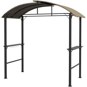 Outsunny 1,1 x 2,3m BBQ Grillpavillon mit Haken, Grillüberdachung Wetterfester Gartenpavillon mit Polyesterdach, 2 Seitenablagen, für Grills bis 100 cm, Stahl, Khaki