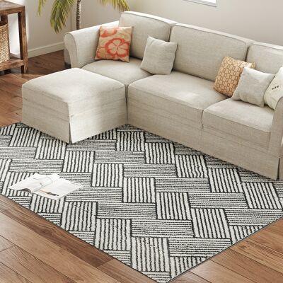 HOMCOM Teppich für Wohnzimmer 200 x 140 cm kurzer Flor, maschinenwaschbar, hypoallergen, für Wohnzimmer, Schlafzimmer, Büro, hellgrau Aosom HOMCOM Teppich für Wohnzimmer 200 x 140 cm kurzer Flor, maschinenwaschbar, hypoallergen, für Wohnzimmer, Schlafzimmer, Büro, hellgrau Aosom