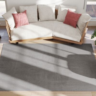 HOMCOM Teppich Wohnzimmer 230 x 160 cm Langflor Teppich, maschinenwaschbar, rutschfest, Kunstpelz, für Wohnzimmer, Schlafzimmer, Büro, Hellgrau Aosom HOMCOM Teppich Wohnzimmer 230 x 160 cm Langflor Teppich, maschinenwaschbar, rutschfest, Kunstpelz, für Wohnzimmer, Schlafzimmer, Büro, Hellgrau Aosom