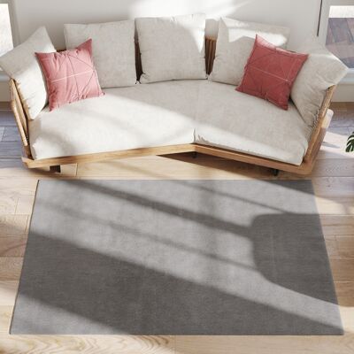 HOMCOM Teppich Wohnzimmer 160 x 120 cm Langflor Teppich, maschinenwaschbar, rutschfest, Kunstfell, für Wohnzimmer, Schlafzimmer, Büro, Hellgrau Aosom HOMCOM Teppich Wohnzimmer 160 x 120 cm Langflor Teppich, maschinenwaschbar, rutschfest, Kunstfell, für Wohnzimmer, Schlafzimmer, Büro, Hellgrau Aosom