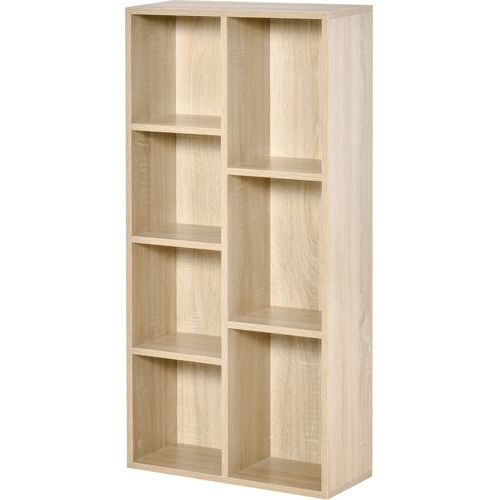 HOMCOM Bücherregal Wohnzimmerregal Bücherschrank Standschrank mit 7 Fächern Eiche Spanplatte 50 x 24 x 106 cm