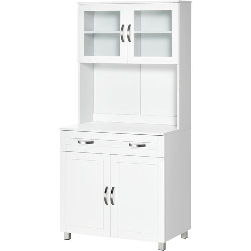 HOMCOM Küchenbuffet, zeitgenössischer Küchenschrank mit Mehrfachstaumöglichkeiten, 2 Schränke mit Türen, große ausziehbare Schublade, weißes MDF-Paneel Aosom