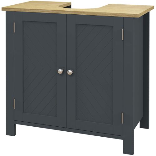 kleankin Unterschrankmöbel aus Spanplatte und MDF mit 2 Türen und verstellbarem Innenregal, 60x30x60 cm, Dunkelgrau Aosom