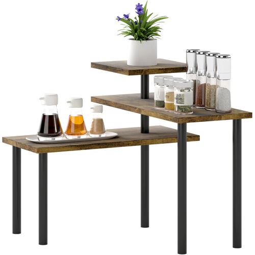 HOMCOM Küchenregal, Drehbar Mikrowellenregal mit 3 Ebenen, Industrielles Standregal Gewürzregal, Aufbewahrungsregal, Bäckerregal für Esszimmer, Metall, 40 x 18 x 36,5 cm Aosom
