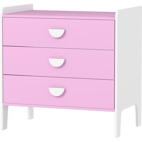 AIYAPLAY Spielzeugschrank für Kinder, Aufbewahrungsschrank mit 3 Schubladen, Kommode Spielzeug-Organizer Kinderregal für Kinderzimmer, Wohnzimmer, 60 x 40 x 60 cm Rosa+Weiß   Aosom