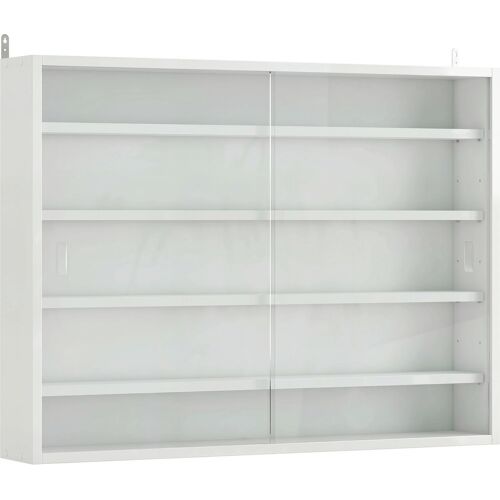 HOMCOM Vitrine für Sammlungen, 5 Ebenen, Wandvitrine mit verstellbaren Ablagen und 2 Glasschiebetüren, für Parfums, Dekofiguren, 80x9,5x60 cm, Weiß Aosom