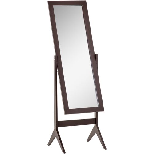 HOMCOM Standspiegel Ganzkörperspiegel Schminkspiegel mit erhöhten Füßen Pflegeleicht MDF Kaffee 47 x 46 x 148 cm für Schlafzimmer & Flur Aosom.de