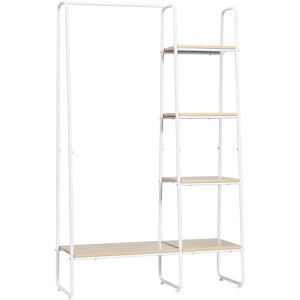 HOMCOM Gaderobenständer Kleiderständer mit 1 Kleiderstange 5 Ablagen Standgarderobe für Schlafzimmer Flur Eingangsbereich Natur+Weiß 101 x 39 x 160 cm Aosom HOMCOM Gaderobenständer Kleiderständer mit 1 Kleiderstange 5 Ablagen Standgarderobe für Schlafzimmer Flur Eingangsbereich Natur+Weiß 101 x 39 x 160 cm Aosom