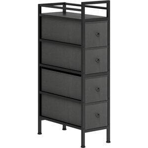 HOMCOM Kommode Schrank mit 4 Schubladen aus Vliesstoff Schmal Aufbewahrungsschrank Schubladenschrank mit Stahlrahmen, Modern Sideboard für Schlafzimmer, Wohnzimmer Schwarz Aosom HOMCOM Kommode Schrank mit 4 Schubladen aus Vliesstoff Schmal Aufbewahrungsschrank Schubladenschrank mit Stahlrahmen, Modern Sideboard für Schlafzimmer, Wohnzimmer Schwarz Aosom