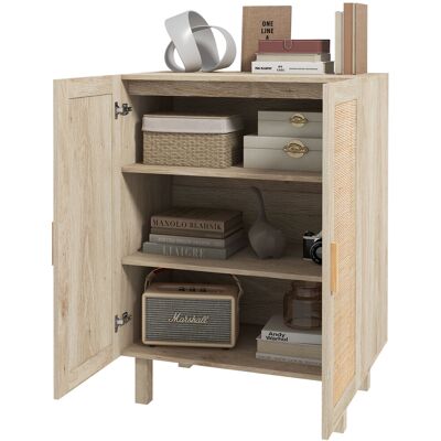 HOMCOM Buffet hoch Schrank Bohème Design doppelte Türen mit 3 Regalen in Rattan - 73 x 41 x 102 cm Aosom HOMCOM Buffet hoch Schrank Bohème Design doppelte Türen mit 3 Regalen in Rattan - 73 x 41 x 102 cm Aosom