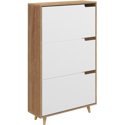 HOMCOM Schuhschrank - 72B x 24T x 119H cm - Natur und Weiß - Schuhschrank HOMCOM Schuhschrank - 72B x 24T x 119H cm - Natur und Weiß - Schuhschrank