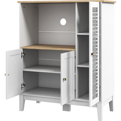 HOMCOM Mikrowellenschrank - 80x35x97cm - Weiß & Holzoptik - Küchenschrank HOMCOM Mikrowellenschrank - 80x35x97cm - Weiß & Holzoptik - Küchenschrank