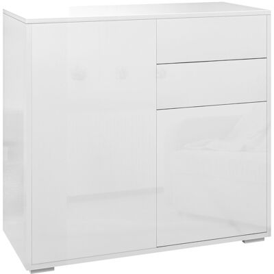 HOMCOM Moderner weißer Sideboard mit verstellbaren Regalen - Aufbewahrungsschrank HOMCOM Moderner weißer Sideboard mit verstellbaren Regalen - Aufbewahrungsschrank