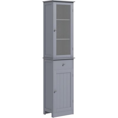 kleankin Badezimmerhochschrank mit Acryl-Türen - Grau kleankin Badezimmerhochschrank mit Acryl-Türen - Grau