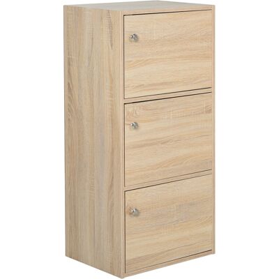 HOMCOM Standschrank, Aktenschrank, Mehrzweckschrank, Büroschrank, Beistellschrank mit 3 Türen MDF-Platten, Natur, 48 x 34 x 100 cm Aosom HOMCOM Standschrank, Aktenschrank, Mehrzweckschrank, Büroschrank, Beistellschrank mit 3 Türen MDF-Platten, Natur, 48 x 34 x 100 cm Aosom