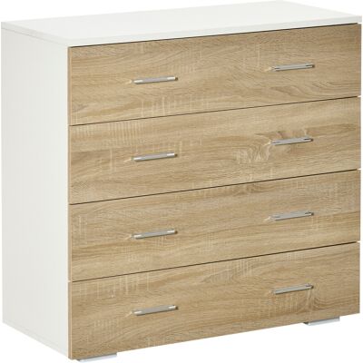 HOMCOM Kommode mit 4 Schubladen Badezimmerschrank Schubladenschrank für Schlafzimmer Wohnzimmer Eiche Weiß 76x35x72 cm Aosom HOMCOM Kommode mit 4 Schubladen Badezimmerschrank Schubladenschrank für Schlafzimmer Wohnzimmer Eiche Weiß 76x35x72 cm Aosom
