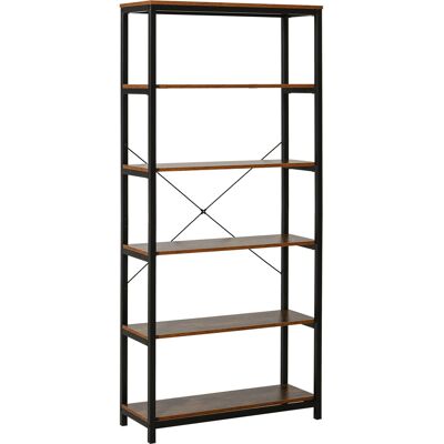 HOMCOM Bücherregal mit 5 Fächer, Standregal, Industriestil, Wohnzimmer, Schlafzimmer, Büro, E1 Spanplatte, Braun, 80 x 30 x 180 cm Aosom HOMCOM Bücherregal mit 5 Fächer, Standregal, Industriestil, Wohnzimmer, Schlafzimmer, Büro, E1 Spanplatte, Braun, 80 x 30 x 180 cm Aosom