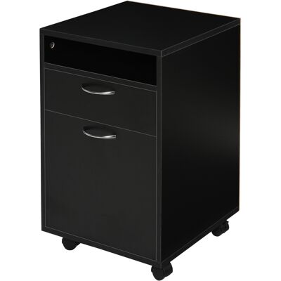 HOMCOM Rollcontainer, Aktenschrank, Bürocontainer mit Schublade, Büroschrank, Aufbewahrung Container, Spanplatte, Schwarz, 40 x 35 x 60 cm Aosom HOMCOM Rollcontainer, Aktenschrank, Bürocontainer mit Schublade, Büroschrank, Aufbewahrung Container, Spanplatte, Schwarz, 40 x 35 x 60 cm Aosom