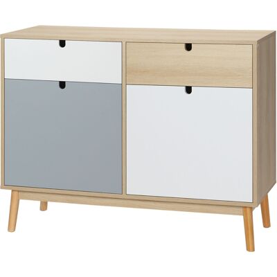 HOMCOM Vielseitiger Schrank im skandinavischen Stil, Zwei Türen und Schubladen für Küche und Eingangsbereich, 100x40x79,5cm, Multicolor Aosom HOMCOM Vielseitiger Schrank im skandinavischen Stil, Zwei Türen und Schubladen für Küche und Eingangsbereich, 100x40x79,5cm, Multicolor Aosom