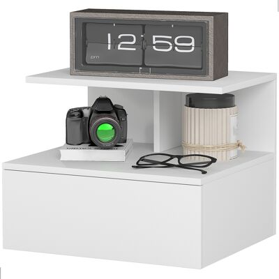 HOMCOM Nachttisch hängend Beistelltisch mit Schublade, offenes Fach, Nachtschrank Nachtkommode Sofatisch für Schlafzimmer, Wohnzimmer, Weiß, 39,8 x 35 x 31,6 cm Aosom HOMCOM Nachttisch hängend Beistelltisch mit Schublade, offenes Fach, Nachtschrank Nachtkommode Sofatisch für Schlafzimmer, Wohnzimmer, Weiß, 39,8 x 35 x 31,6 cm Aosom