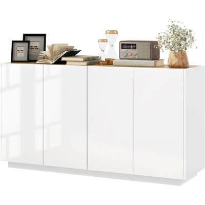 HOMCOM Buffet Esszimmer, Küchenbuffet, mit 4 Türen mit gedämpftem Schließen und verstellbaren Regalen, 140 x 40 x 75 cm, Lackweiß Aosom HOMCOM Buffet Esszimmer, Küchenbuffet, mit 4 Türen mit gedämpftem Schließen und verstellbaren Regalen, 140 x 40 x 75 cm, Lackweiß Aosom