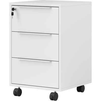 HOMCOM Bürocontainer mit 3 Schubladen Büromöbel mit Rollen Schloss und 2 Schlüssel Mobiler Aktenschrank für Studium Wohnzimmer 40x40x63,5 cm Weiß Aosom HOMCOM Bürocontainer mit 3 Schubladen Büromöbel mit Rollen Schloss und 2 Schlüssel Mobiler Aktenschrank für Studium Wohnzimmer 40x40x63,5 cm Weiß Aosom