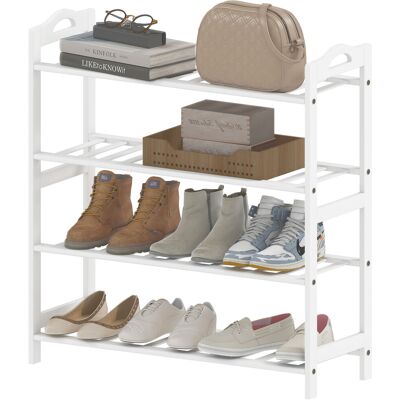 HOMCOM Bambus-Schuhregal mit 4 Ebenen für 12 Paar Schuhe für Eingangsbereich Flur Schlafzimmer 67,5x24,7x72 cm Weiß Aosom HOMCOM Bambus-Schuhregal mit 4 Ebenen für 12 Paar Schuhe für Eingangsbereich Flur Schlafzimmer 67,5x24,7x72 cm Weiß Aosom