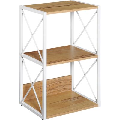 HOMCOM Weißes Stahl & Holz 3-Regal Stauraum - Regalschrank HOMCOM Weißes Stahl & Holz 3-Regal Stauraum - Regalschrank