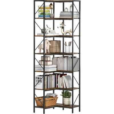HOMCOM Eckschrank mit 7 Ebenen, Bücherregal, industrielle Aufbewahrung mit Regalen für Wohnzimmer, Schlafzimmer, Büro, 60 x 60 x 198 cm, rustikales Braun Aosom HOMCOM Eckschrank mit 7 Ebenen, Bücherregal, industrielle Aufbewahrung mit Regalen für Wohnzimmer, Schlafzimmer, Büro, 60 x 60 x 198 cm, rustikales Braun Aosom