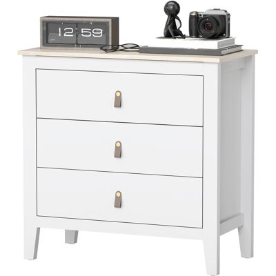 HOMCOM Kommode 3 Schubladen, Aufbewahrungsmöbel mit Polyurethan-Griffen im modernen Stil, Holzoptik-Platte, Schlafzimmer-Kommode, Wohnzimmer, Flur, 80 x 40 x 78,5 cm, weiß Aosom HOMCOM Kommode 3 Schubladen, Aufbewahrungsmöbel mit Polyurethan-Griffen im modernen Stil, Holzoptik-Platte, Schlafzimmer-Kommode, Wohnzimmer, Flur, 80 x 40 x 78,5 cm, weiß Aosom