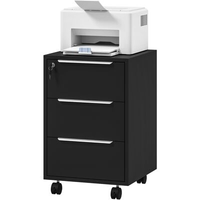 HOMCOM Bürocontainer mit 3 Schubladen und Schloss, Rollcontainer für Dokumente und Drucker, kompakter Aufbewahrungscontainer für Arbeit oder Schlafzimmer, 40x40x63,5cm, Schwarz Aosom HOMCOM Bürocontainer mit 3 Schubladen und Schloss, Rollcontainer für Dokumente und Drucker, kompakter Aufbewahrungscontainer für Arbeit oder Schlafzimmer, 40x40x63,5cm, Schwarz Aosom