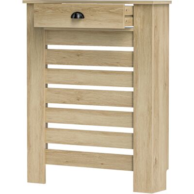 HOMCOM Heizkörperverkleidung, Heizkörperabdeckung, horizontal Lamellen, mit Schublade, für Wohnzimmer, Schlafzimmer, Flur, aus Holz, 78 x 19 x 95,5 cm, Eiche Aosom HOMCOM Heizkörperverkleidung, Heizkörperabdeckung, horizontal Lamellen, mit Schublade, für Wohnzimmer, Schlafzimmer, Flur, aus Holz, 78 x 19 x 95,5 cm, Eiche Aosom