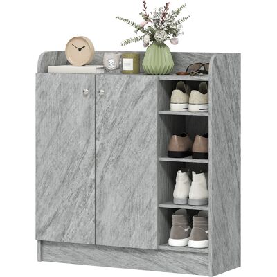 HOMCOM Schuhschrank für den Eingang - Schuhschrank mit 4 offenen Fächern und Doppeltürschrank - Verstellbares Regal - 83L x 30B x 90H cm - Grau Aosom HOMCOM Schuhschrank für den Eingang - Schuhschrank mit 4 offenen Fächern und Doppeltürschrank - Verstellbares Regal - 83L x 30B x 90H cm - Grau Aosom