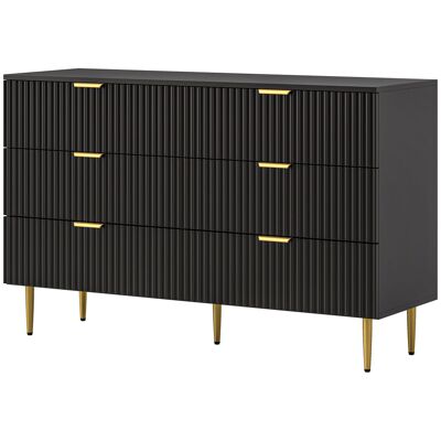HOMCOM Kommode 6 Schubladen Schlafzimmer-Kommode Aufbewahrungsmöbel modern mit Griffen und goldenen Beinen, für Schlafzimmer, Wohnzimmer, Maße: 120 x 40 x 76,5 cm, Schwarz Aosom HOMCOM Kommode 6 Schubladen Schlafzimmer-Kommode Aufbewahrungsmöbel modern mit Griffen und goldenen Beinen, für Schlafzimmer, Wohnzimmer, Maße: 120 x 40 x 76,5 cm, Schwarz Aosom