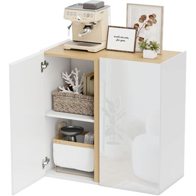 HOMCOM Hochglanz Buffet, Aufbewahrungsschrank mit 2 sanft schließenden Türen und verstellbarem Regal, modernes Design, Buffet Esszimmer, Küche und Wohnzimmer, 80 x 40 x 80 cm, weiß Aosom HOMCOM Hochglanz Buffet, Aufbewahrungsschrank mit 2 sanft schließenden Türen und verstellbarem Regal, modernes Design, Buffet Esszimmer, Küche und Wohnzimmer, 80 x 40 x 80 cm, weiß Aosom
