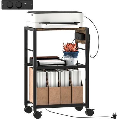 HOMCOM Druckerständer mit Rollen Druckeregal mit Steckdosen, USB- und USB-C-Anschlüsse, Aktenschrank Rollcontainer Dokument Drucker bis 40 kg, für Büro Arbeitszimmer 42 x 28 x 64,5 cm Rustikalbraun Aosom HOMCOM Druckerständer mit Rollen Druckeregal mit Steckdosen, USB- und USB-C-Anschlüsse, Aktenschrank Rollcontainer Dokument Drucker bis 40 kg, für Büro Arbeitszimmer 42 x 28 x 64,5 cm Rustikalbraun Aosom