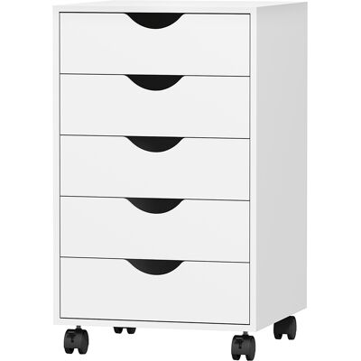 HOMCOM Büroschrank mit 5 Schubladen, Räder mit Bremsen, Büroschrank für Briefe/Akten/A4-Format, Vertikaler Schrank für Büro, 40x40x67 cm, Weiß Aosom HOMCOM Büroschrank mit 5 Schubladen, Räder mit Bremsen, Büroschrank für Briefe/Akten/A4-Format, Vertikaler Schrank für Büro, 40x40x67 cm, Weiß Aosom