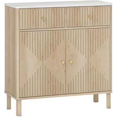HOMCOM Küchenschrank mit 2 leisen Schubladen und Marmor-Effekt-Ablage, Küchenmöbel mit Schrank und verstellbarem Regal, Schrank für Wohnzimmer für Wohn- und Esszimmer, 77x30x80cm, Eiche Aosom HOMCOM Küchenschrank mit 2 leisen Schubladen und Marmor-Effekt-Ablage, Küchenmöbel mit Schrank und verstellbarem Regal, Schrank für Wohnzimmer für Wohn- und Esszimmer, 77x30x80cm, Eiche Aosom