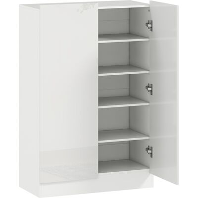 HOMCOM Schuhschrank mit 2 Türen und leisem Verschluss, Schuhschrank für den Eingangsbereich mit verstellbaren Regalen, Belüftungslöchern, für 20 Paare Schuhe, 72x34,5x103 cm, Glanzweiß Aosom HOMCOM Schuhschrank mit 2 Türen und leisem Verschluss, Schuhschrank für den Eingangsbereich mit verstellbaren Regalen, Belüftungslöchern, für 20 Paare Schuhe, 72x34,5x103 cm, Glanzweiß Aosom