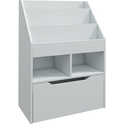 HOMCOM Kinder Bücherregal Kinderregal mit Schublade, 3 Ablagefächern und 2 offenen Fächern, Aufbewahrungsregal für Kinderzimmer, Spielzimmer, Grau, 60 x 29,9 x 90 cm Aosom HOMCOM Kinder Bücherregal Kinderregal mit Schublade, 3 Ablagefächern und 2 offenen Fächern, Aufbewahrungsregal für Kinderzimmer, Spielzimmer, Grau, 60 x 29,9 x 90 cm Aosom