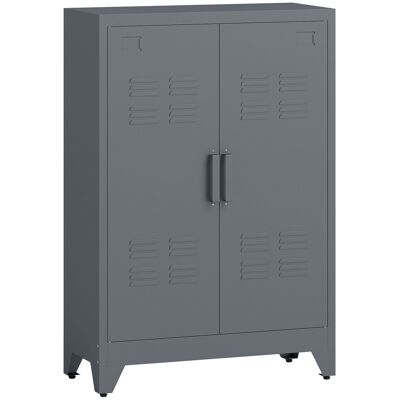 HOMCOM Sideboard Küchenschrank mit magnetischer Lamellen-Doppeltür, Verstellbarer Einlegeboden, Moderner Aufbewahrungsschrank für Wohnzimmer, Schlafzimmer 75 x 33 x 110 cm Grau Aosom HOMCOM Sideboard Küchenschrank mit magnetischer Lamellen-Doppeltür, Verstellbarer Einlegeboden, Moderner Aufbewahrungsschrank für Wohnzimmer, Schlafzimmer 75 x 33 x 110 cm Grau Aosom