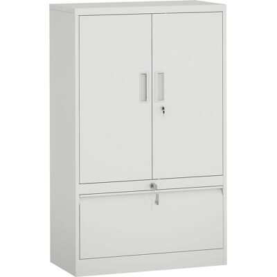 HOMCOM Aktenschrank mit Schloss, Büroschrank mit Schublade und Verstellbaren Regalen aus Stahl, für Letter/Legal/A4-Format, für Büro Garage, Weiß Aosom HOMCOM Aktenschrank mit Schloss, Büroschrank mit Schublade und Verstellbaren Regalen aus Stahl, für Letter/Legal/A4-Format, für Büro Garage, Weiß Aosom