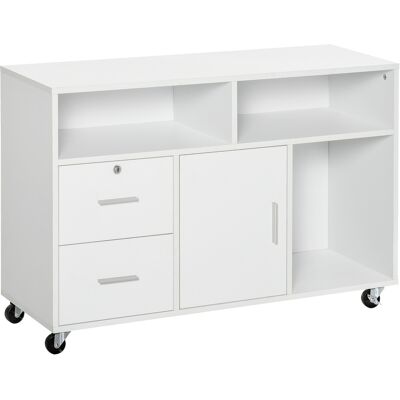HOMCOM Bürocontainer mit Rollen, Aktenschrank, Büroschrank, Sideboard, Badezimmerschrank Spanplatte, Weiß, 100 x 35 x 65 cm Aosom HOMCOM Bürocontainer mit Rollen, Aktenschrank, Büroschrank, Sideboard, Badezimmerschrank Spanplatte, Weiß, 100 x 35 x 65 cm Aosom