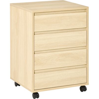 HOMCOM Rollcontainer Aktenschrank Büroschrank mit 4 Schubladen Lagerschrank Aufbewahrung Container MDF Natur 46 x 40 x 65 cm Aosom HOMCOM Rollcontainer Aktenschrank Büroschrank mit 4 Schubladen Lagerschrank Aufbewahrung Container MDF Natur 46 x 40 x 65 cm Aosom