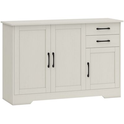 HOMCOM Sideboard 3 Türen, Modernes Sideboard für Wohnzimmer, mit 2 Schubladen, Verstellbarem Regal, für Esszimmer, Eingang, Schlafzimmer, Cremeweiß, 120x38x79 cm Aosom HOMCOM Sideboard 3 Türen, Modernes Sideboard für Wohnzimmer, mit 2 Schubladen, Verstellbarem Regal, für Esszimmer, Eingang, Schlafzimmer, Cremeweiß, 120x38x79 cm Aosom