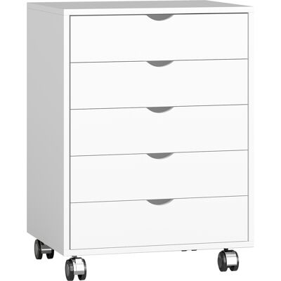 HOMCOM Schubladenschrank für Büro mit 5 Schubladen, Rollen und Feststellbremse, Schubladenschrank für A3/Letter/A4 Dokumente, platzsparender vertikaler Schrank für Arbeitszimmer, 50x40x67.5 cm, Weiß Aosom HOMCOM Schubladenschrank für Büro mit 5 Schubladen, Rollen und Feststellbremse, Schubladenschrank für A3/Letter/A4 Dokumente, platzsparender vertikaler Schrank für Arbeitszimmer, 50x40x67.5 cm, Weiß Aosom