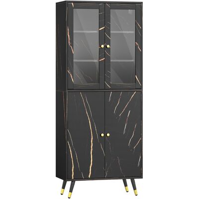 HOMCOM Bücherregal, Regal mit 6 Ebenen, Aufbewahrungsmöbel mit 6 offenen Fächern, Glastür und Schrank, moderner Stil, für Wohnzimmer, Büro, Schlafzimmer, 70 x 35 x 170 cm, schwarz Aosom HOMCOM Bücherregal, Regal mit 6 Ebenen, Aufbewahrungsmöbel mit 6 offenen Fächern, Glastür und Schrank, moderner Stil, für Wohnzimmer, Büro, Schlafzimmer, 70 x 35 x 170 cm, schwarz Aosom